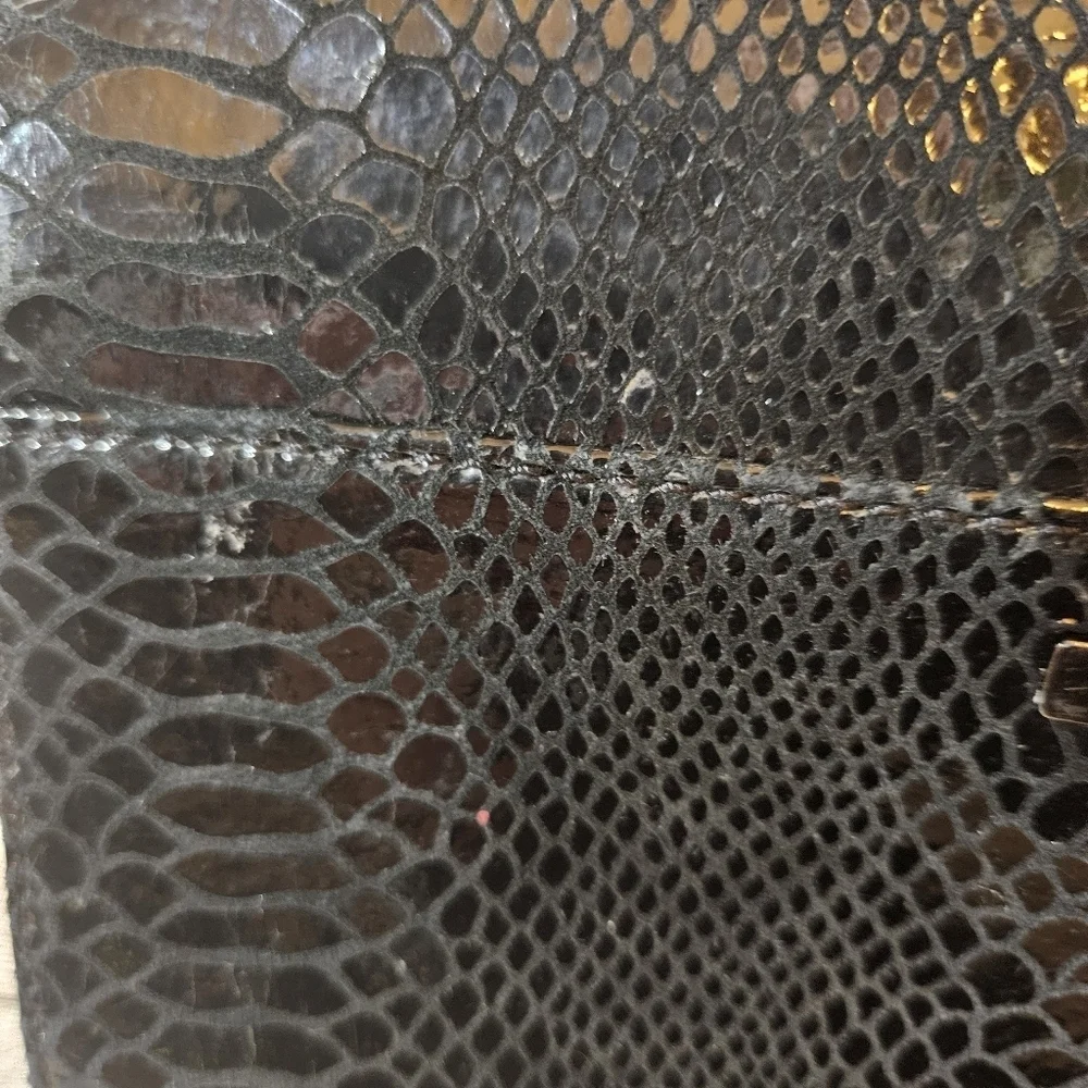 Michael Kors Metallic Black Python Effect Leather Flap Clutch Bag *Missing Strap